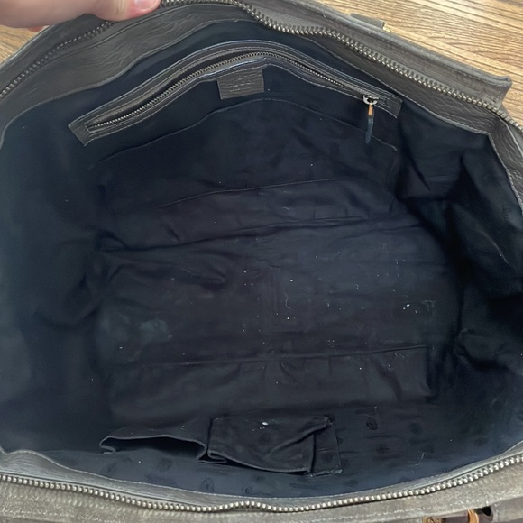 GUCCI Suede Medium 1973 Top Handle Satchel in Olive Brown - Picture 7 of 16